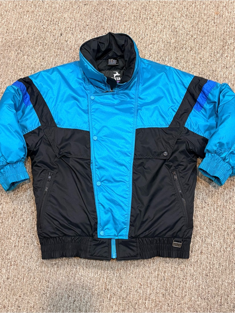 Vintage 80s 90s White Stag Ski Jacket Men’s S Blue Black Colorblock Retro VTG